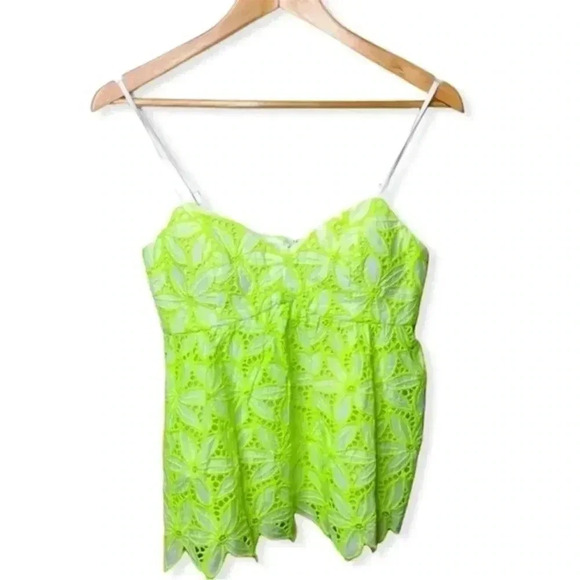 Lilly Pulitzer Neon Green Mellie Eyelet Tank Top - Picture 2 of 7